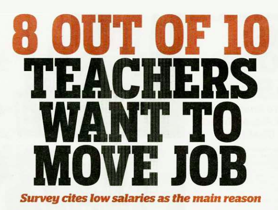 8 out of 10 teachers want to move job